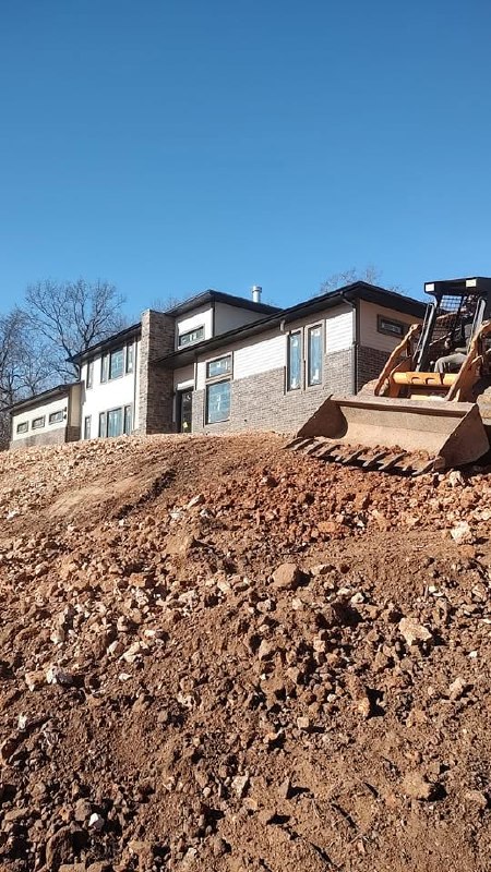 Excavator on a residential job site